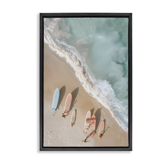 Stupell Industries Coastal Pastel Boards on Shore Black Floating Frame Canvas Art, 17 x 25, by LSR Design Studio