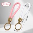 thumbnail image 3 of Transemion 2pack/lot Portable Key Chain Compact Leather Key Ring With Zinc Alloy Strong And Durable Key Holder Pink + White, 3 of 6