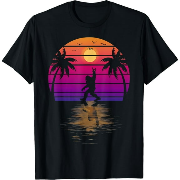 Playful Comfort Tee - Tropical Bigfoot Hawaiian Beach Summer Sunset Palm Trees T-Shirt