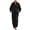 Black, variant on Women's Mandarin Collar Batwing Sleeve Maxi Dress Half Button With Pockets Loose Fit Casual Linen Blend Caftan Dress