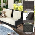 thumbnail image 3 of Wicker Hanging Porch Swing With Chains Cushion Pillow Rattan Swing Bench For 2 Person Garden Backyard Porch Swing, 3 of 9