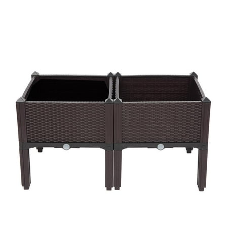 UBesGoo 2 Piece Raised Garden Bed Kit Brown Free Splicing Planter Box