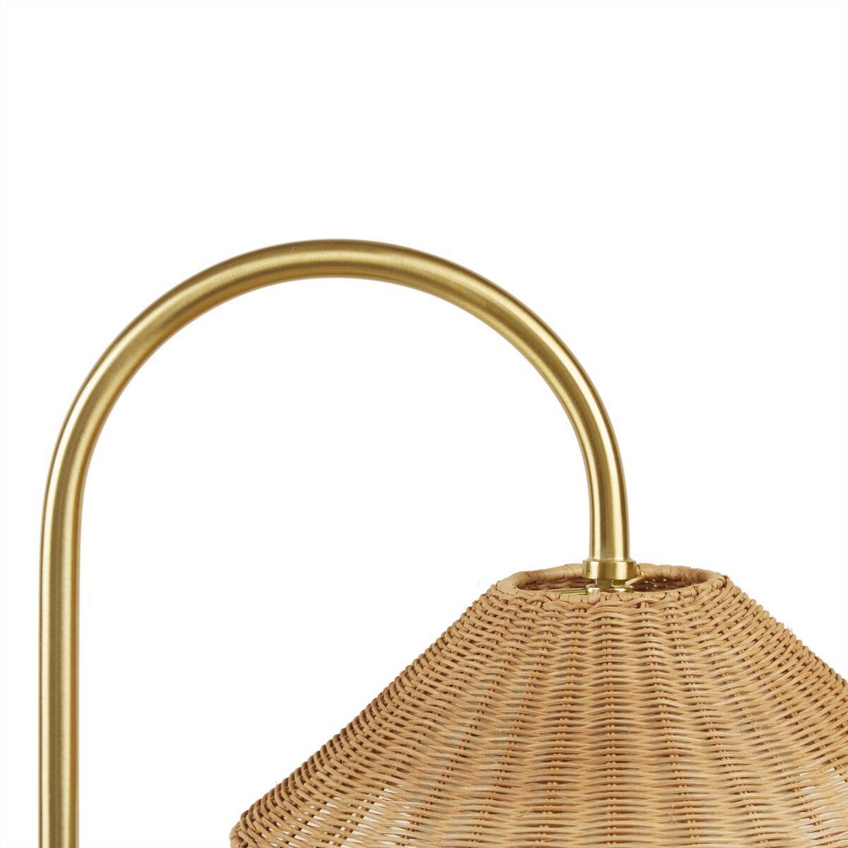 Gold Natural Rattan Weave Shade Floor Lamp - Bohemian Style for Living Room Bedroom Office