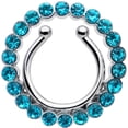 thumbnail image 2 of Body Candy Stainless Steel Fake Nipple Ring Blue Accent Circle Clip On Nipple Shield Nonpierced Nipple Jewelry, 2 of 8