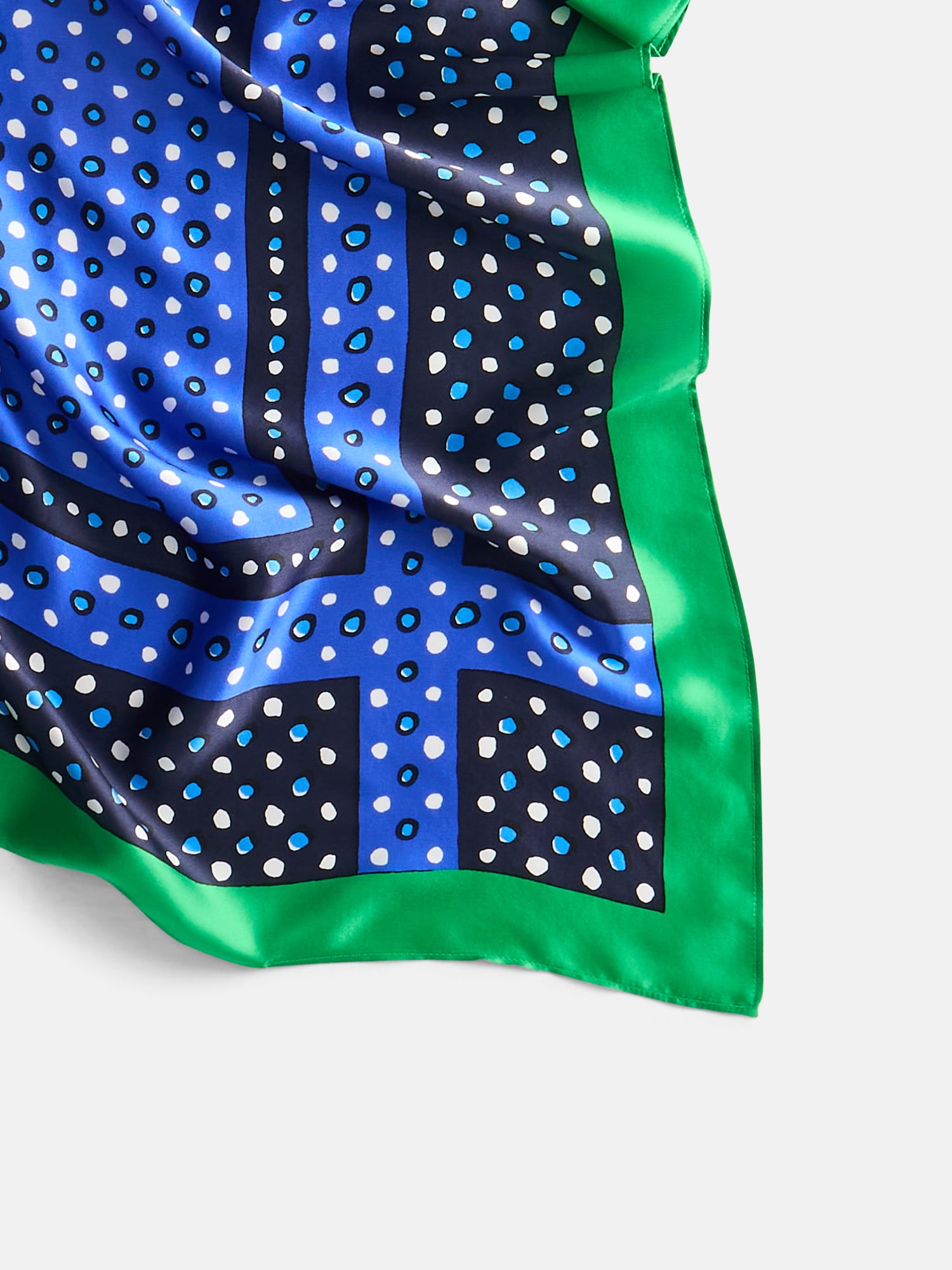 Free Assembly Women's Silk Print Scarf, Deep Pickle/Blue Dot