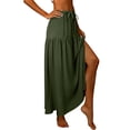thumbnail image 6 of GUACER Womens Boho Tiered Maxi Skirt with Side Slit High Waisted Drawstring A-Line Skirt Flowy Summer Beach Swing Long Skirts, 6 of 7