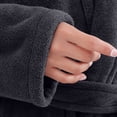 thumbnail image 3 of FchengtaiS Women Fleece Robe Short Cozy Plush Robes for Womens Soft Shawl Collar Warm Spa Bathrobe Loungewear with Pockets, 3 of 7