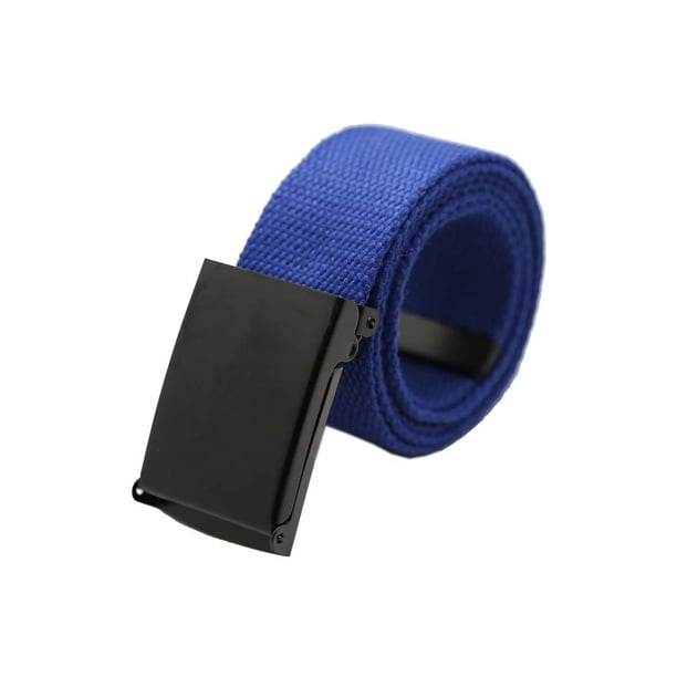 Lona Unisex Sin Agujeros Hebilla Deslizante Cintura Ajustable Ancho Del Cinturón 1 5/8 Y 1 1/2 Royal (Hebilla Negra) 24-34