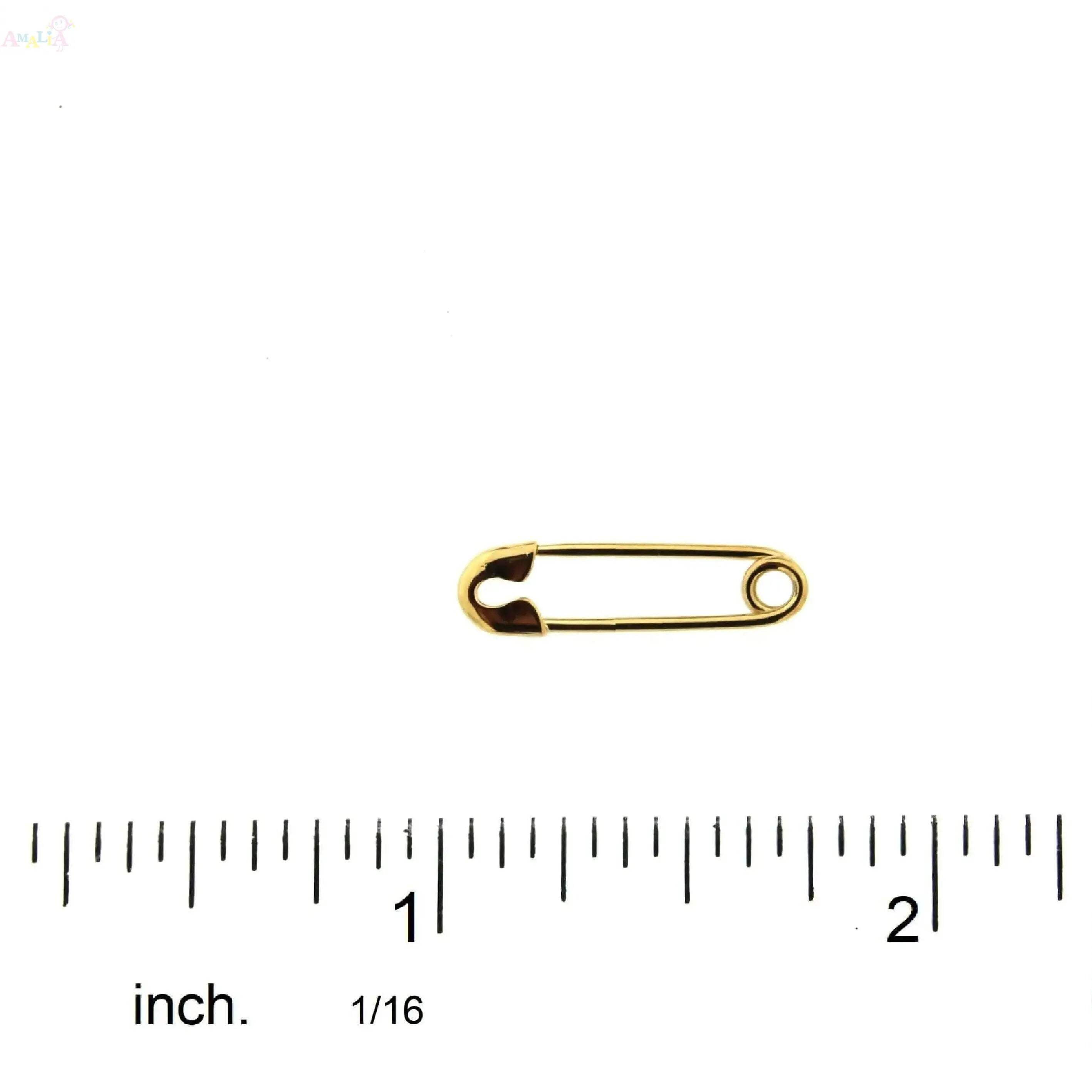 18K Solid Yellow Gold Small Safety Pin 0.75 inch
