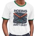 thumbnail image 2 of Hoeing Ain't Easy Ringer Tee Shirt Unisex Medium White/Kelly Green, 2 of 5