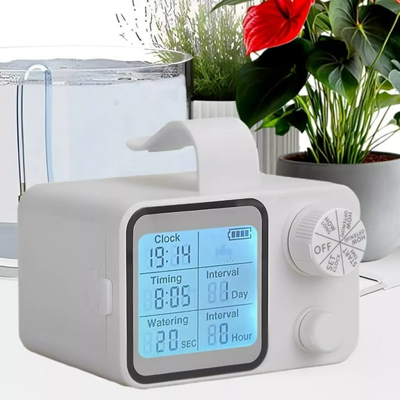 Automatic Drip Irrigation Kit, Indoor Automatic Watering System for 15 Potted Plants, with LCD Programmable Water Timer Adjustable Flow