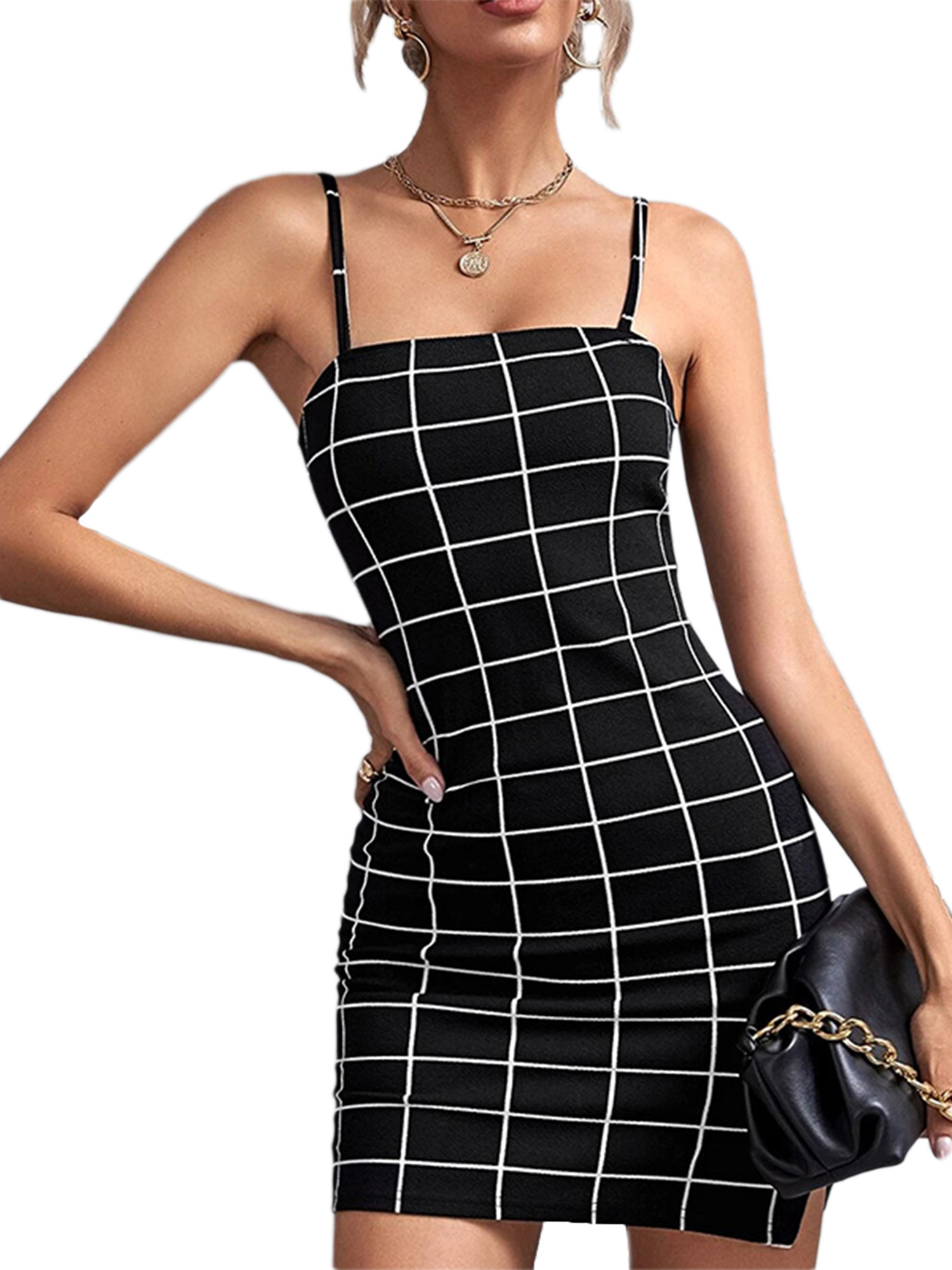 bodycon plaid print vintage mini dress