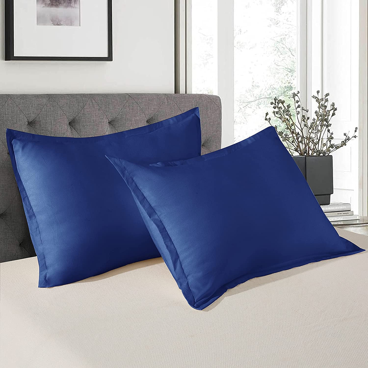 Chambray Collection Standard Chambray Frayed Edge Pillow Sham 20”x26” Blue 