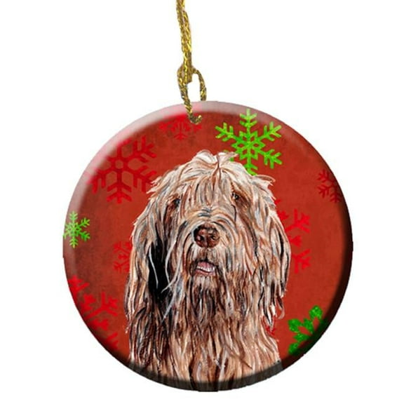 Otterhound Red Snowflakes Holiday Ceramic Ornament