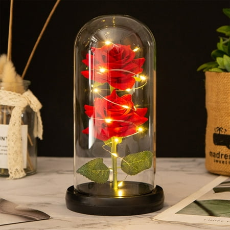 

Eternal Flower Simulation Rose Glass Cover Decoration LED Creative Night Light Gift For Girlfriend On Valentine s Day