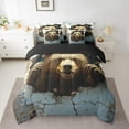 thumbnail image 2 of Manfei Teens Bear Print Bedding Comforter Set 7 Pieces, Rustic Farmhouse Full Bedding Set, Jungle Animal Wildlife Reversible Fitted Sheet Flat Sheet, Ultra Soft Home Decor, 2 of 7