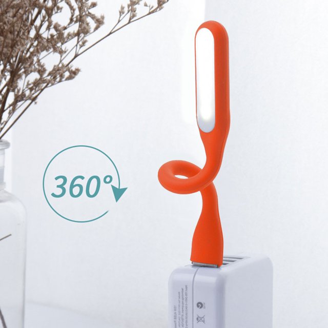 Lámpara USB LED Mini portátil portátil Libro Escritorio de lectura Iluminación nocturna Naranja
