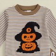 thumbnail image 4 of Futezty Toddler Boys Girls Cute Pumpkin Halloween Waffle Knit Tracksuit Set Striped Sweatshirt Jogger Pants Outfit Embroidery Fall Long Sleeve Casual Clothes 3M-3T, 4 of 6