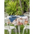 thumbnail image 2 of Outdoor Tablecloth with Umbrella Hole and Zipper, Fall Pumpkins Round Table Cloth 54 Inch Waterproof Tablecloth, Thanksgiving Autumn Wildflowers Rustic Leaves Picnic Table Cover for Patio Camping, 2 of 7