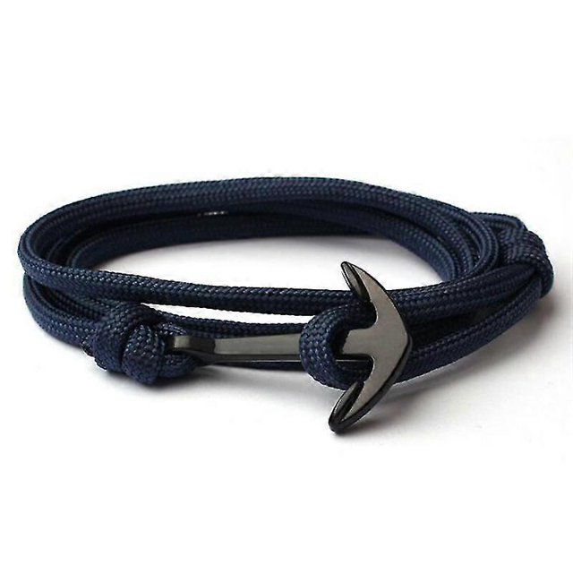 Pulsera de ancla negra de alta calidad con dije de cadena de cuerda de supervivencia L,13