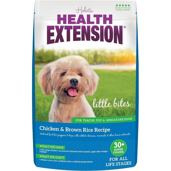 Health Extension Little Bites Chicken & Brown Rice Dry Dog Food (10 lb / 4.5 Kg) - Natural with Probiotics and Superfoods for Teacup, Toy & Small Breeds