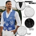 thumbnail image 6 of Yuyamidu Blue Snowflake Men's V-Neck Business Vests with 3 Pockets Christmas Formal Dress Vest for Suit Tuxedo Casual 4 Button Waistcoat Size 2XL, 6 of 7
