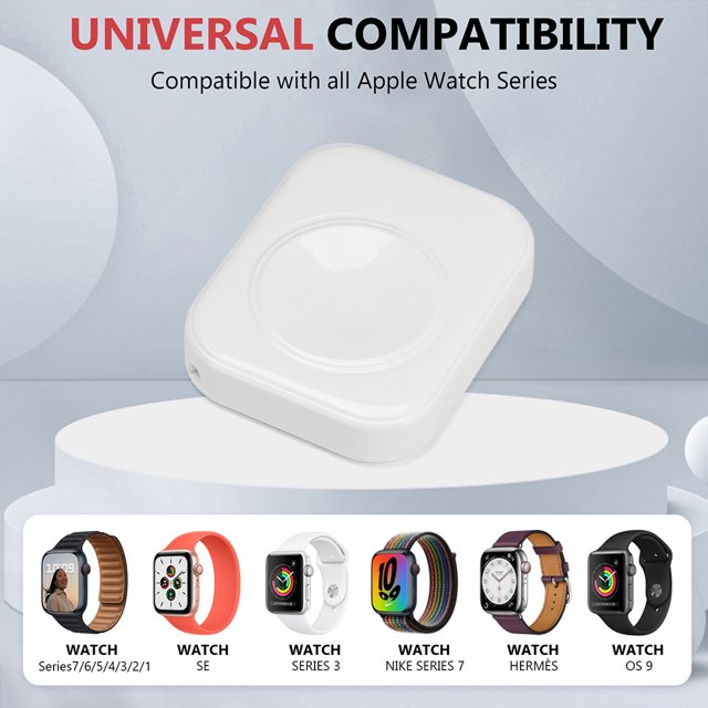 Cargador Magnético Inalámbrico Adaptador de carga magnético inalámbrico 5V/1A para Apple Watch (Puerto TYPE-C blanco)