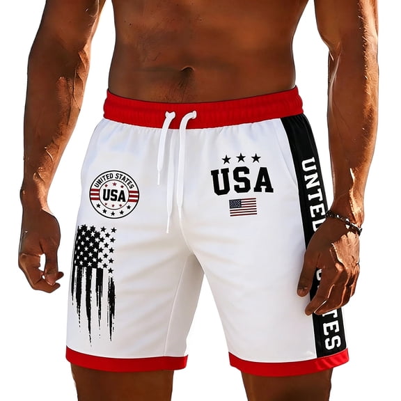 LILIYA 250 Anniversary USA Swim Trunks for Men 2 in 1 Baggy Patriotic American Flag Print Short Pants Quick Dry 4th of July Outfits Independence Day Board Short with Liner