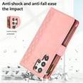 thumbnail image 6 of ELEHOLD Wallet Case for Samsung Galaxy S23 FE,Premium Leather Argyle Pattern 9 Card Slots Zipper Pocket Kickstand Crossbody Shoulder Strap Wriststrap Luxury Purse Case for Samsung S23 FE,Pink, 6 of 9