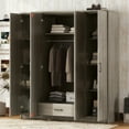 thumbnail image 2 of Noble House 4-Door Wardrobe with 1 Lockable Drawer,Large Storage Space, Closet Organizer, Gray, 2 of 9