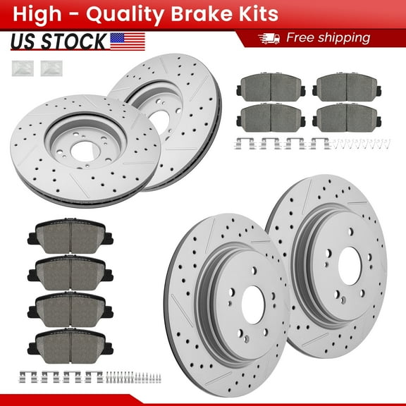 ACB ZONE Front Rear Brake Kits for Honda CR-V 2017-2019 All Models 2020-2023 GAS, Drilled Slotted Disc Brake Rotors and Ceramic Brake Pads