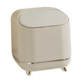 thumbnail image 3 of Pequeño cubo de basura de escritorio con tapa, moderno cubo de basura, contenedor de basura, cesto para basura beige, 3 of 9