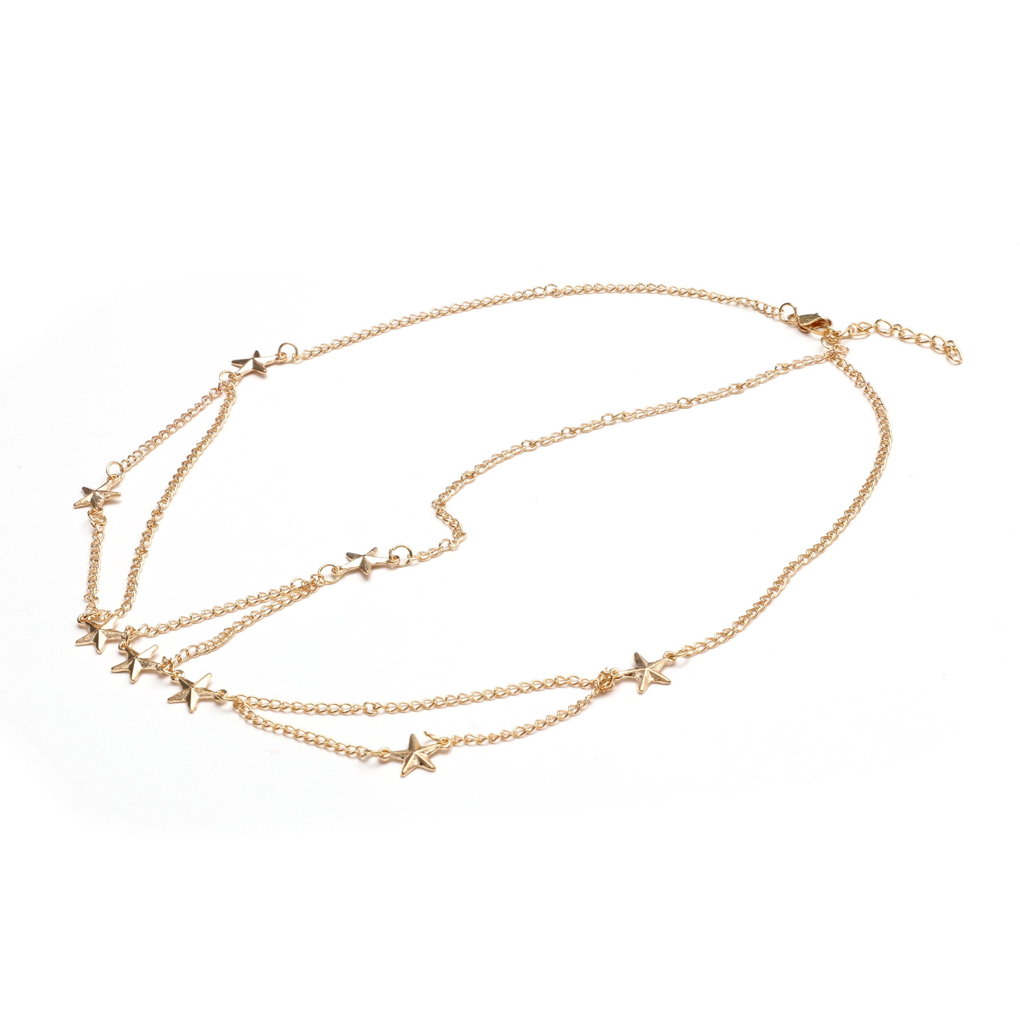 Unique Bargains Headpiece Five-pointed Star Head Chain Gold Tone 1 Pc