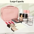 thumbnail image 6 of ZIVACATE Makeup Travel Bag Toiletry Bag With Compartments & Brush Storage Portable Large Cosmetic Bag For Women, Pink, 6 of 7