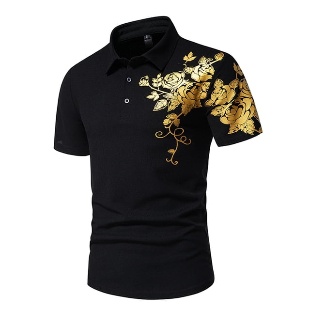 Shorts pour Hommes, T-Shirt pour Hommes, Mode Décontractée pour Hommes Bouton Manches Courtes Imprimé Col Rabattu Pull T-Shirt Hauts