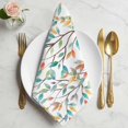 thumbnail image 2 of Teal Orange Eucalyptus Cloth Napkins, Weeping Botanical Leaves Washable and Reusable Dinner Napkins Set of 4, Table Napkin for Kitchen Party Birthday Wedding Hotel Housewarming 20"x20", 2 of 9