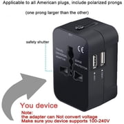 International Universal All In One Worldwide Travel Adapter Wall Charger AC Power Plug Adapter with Dual USB Charging Ports for USA EU UK AUS European Cell Phone Laptop