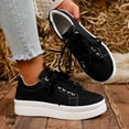 thumbnail image 3 of Platform Fashion Sneakers for Women Girls Spring Fall Casual Canvas Lace up Chunky Flatform Walking Flats Shoes, 3 of 7