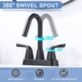 thumbnail image 2 of Wowow 4 in. Stainless Steel Centerset Double Handle Bathroom Faucet in Black, 2 of 8