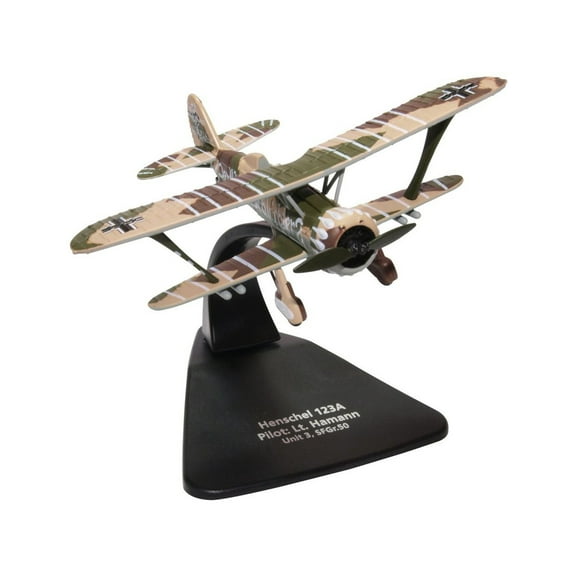 Henschel 123A Bomber Plane Pilot: Lt. Kurt Hamann Unit 3 SFGr.50 "Oxford Aviation" 1/72 Diecast Model Airplane by Oxford Diecast