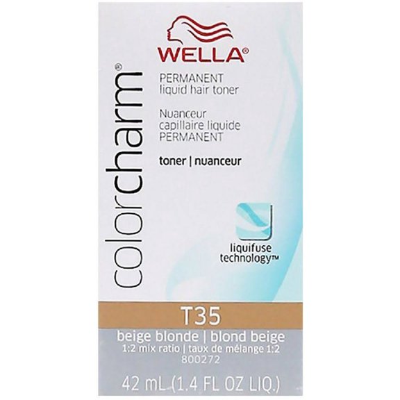 2 Pack - Wella COLOR CHARM, HAIR COLOR Permanent Liquid Hair Toner, Beige Blonde [T35] 1.4 oz