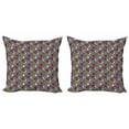 thumbnail image 1 of Abstract Throw Pillow Cushion Cover Pack of 2, Pattern with Leaf Banana Eye and Avian, Zippered Double-Side Digital Print, 4 Sizes, Multicolor, by Ambesonne, 1 of 2