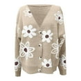 thumbnail image 4 of Women Cardigan Floral Pattern V Neck Short Knit Button Up Sweater Soft Cozy Top Lightweight Cardigans, 4 of 5