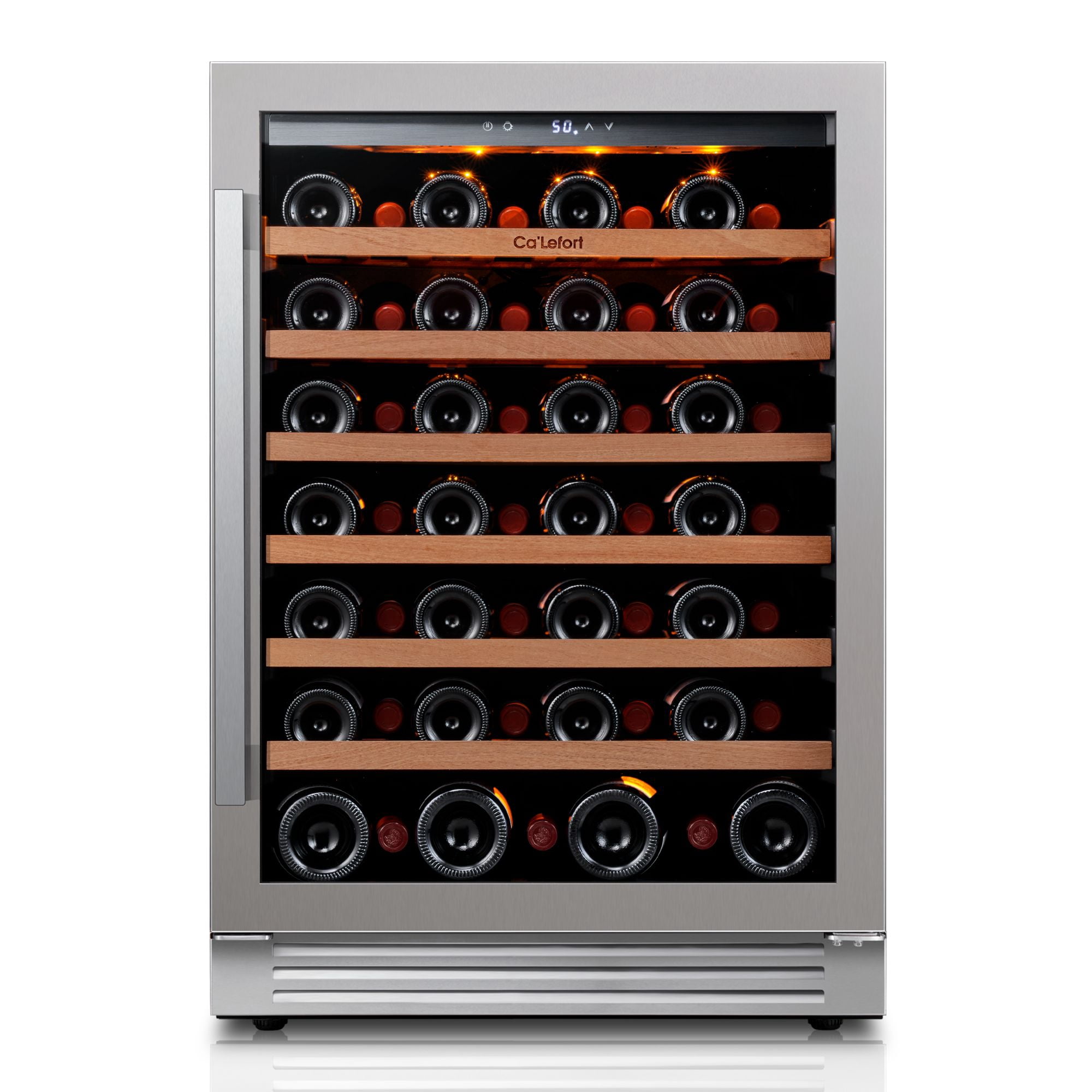 Ca'Lefort 24 inch Wine Cooler Refrigerator, 61 Bottle Under Counter Wine Fridge with Double Glass Door for Home/Office,  Built-in & Freestanding