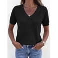 thumbnail image 6 of PRETTYGARDEN Womens Short Sleeve Sweater V Neck Trendy Pullover Tops Summer Spring Loose Lightweight Casual Blouse, 6 of 9