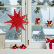 HEANUJJ Hollow Out Red Paper Star Lamp Shade Hanging Lantern for Festive Decoration