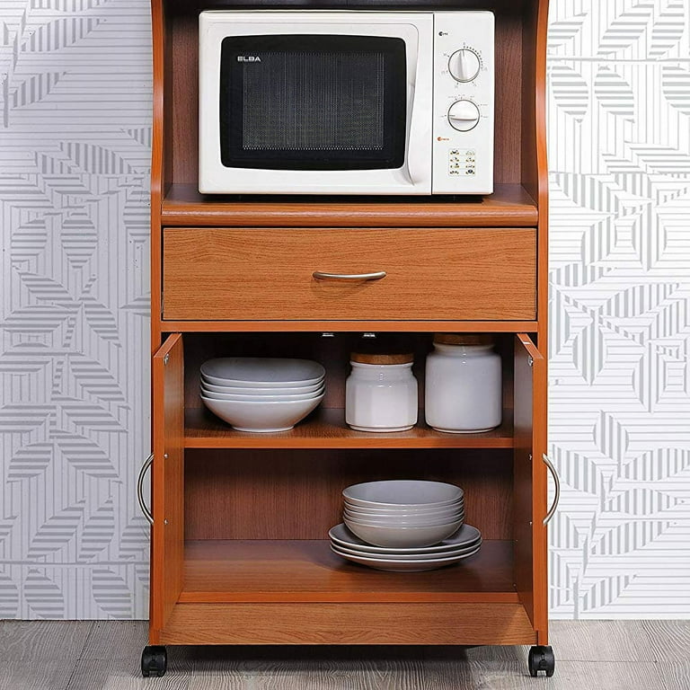 Kitchen Storage Hodedah Kitchen Cart Grey-oak Finish Microwave