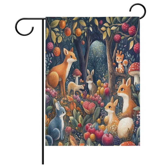 Ryvnso Cartoon Fox Pattern Garden Flag 12x18 Inch Double Sided Seasonal Yard Decoration