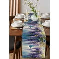 thumbnail image 4 of Purple Eucalyptus Table Runner 72 Inches, Oil Painting Botanical Blue Ombre Bed Runner Dresser Scarves Tabletop for Indoor Outdoor Parties/Ceremony/Banquet, 16" x 72", 4 of 8