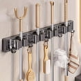 thumbnail image 6 of Gray 3 Hooks 2 Clips ,Heavy-duty Golden Metal Mop And Broom Holder with Adjustable Hooks - Wall-mounted Organizer for Home, Kitchen, Garden, Laundry Room, Garage - Durable Tool And Equipment Storage, 6 of 14
